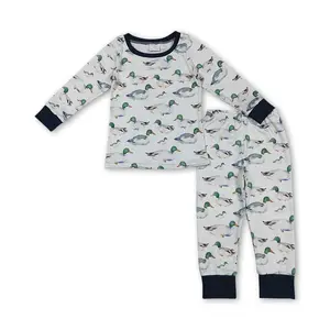 Coco Kids Clothing Boy Mallard Pajamas Set Boy Winter Clothing Outfit High-Quality Solid Color 5% Spandex 95% Cotton Print Fabric 95% Spandex 5% Cotton Quality Inspected Before Packaging