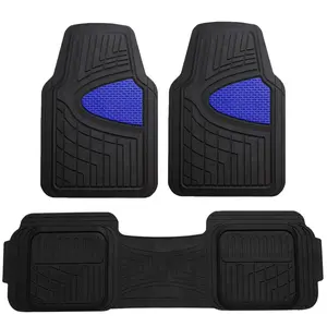 Trimmable ClimaProof Heavy Duty Tall Channel Non-Slip Rubber Floor Mats - Full Set Blue