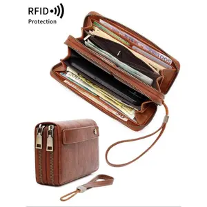 2026 NEW Women's PU Leather 24 Slots Large Capacity RFID Zipper Wallet Multi-Functional Coin Purse Simple Design Durable TikTokShop