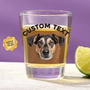 Custom Pet Face Shot Glass – Personalized Animal Shot Glass with Custom Text, Funny Pet Keepsake