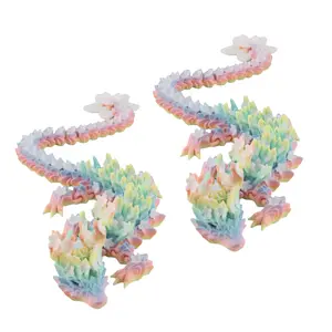 2PCS Articulated 3D Printed Dragon – Rainbow Blossom Dragon with Flexible Body | Desk Toy, Fidget Toy, Collectible Fantasy Creature for Teens & Adults (13 Inch)
