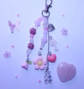 Pink and Clear Bag Charm