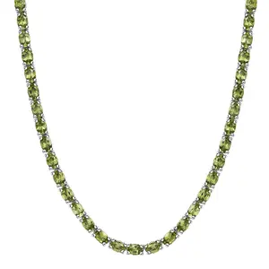 Peridot 35.25 ctw Vine in Garden Necklace in Rhodium Over Sterling Silver 18 Inches Christmas Gifts