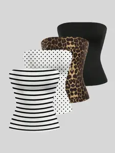 Women's Casual Sleeveless Crop Top Set, Zebra Stripe Pattern, Slim-Fitting Design, Perfect for Spring & Fall Seasons, Womenswear