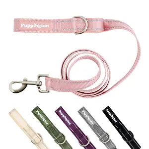 Puppington Evening-Ready 6 Foot Durable Nylon Leash with Luxe Padded Handle and All-Over Reflective Stitching for Safe Evening Walks