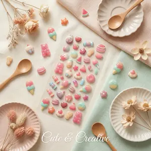 3D Cartoon Candy Sweetheart Embossed Stickers, High-Quality Pressed Decals for Scrapbooks, Notebooks, Phone & Tablet Decorations