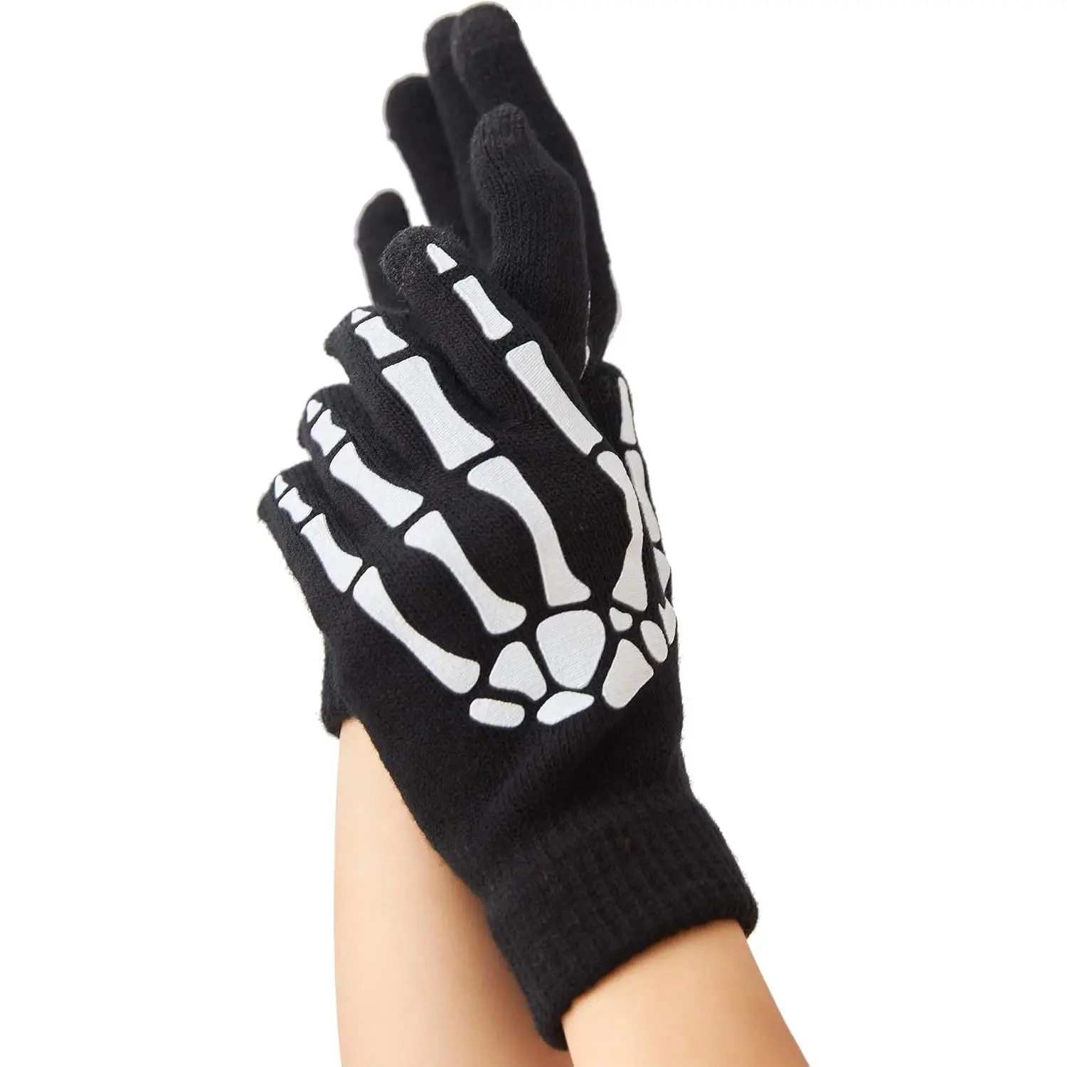 Fashion Unisex Adult Fingerless Skeleton Gloves, Gothic Glow-in-the-Dark Halloween Costume Accessories