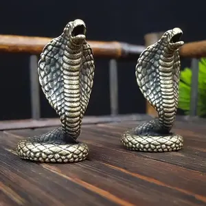 1pc,Intricate Metal Snake Sculpture - Zodiac Snake Lucky Charm, Dynamic Pose for Home & Office Decor Decorative Sculptures