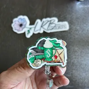 HP Green Snake House Badge Reel ~ Retractable ID Badge Holder ~ Handmade