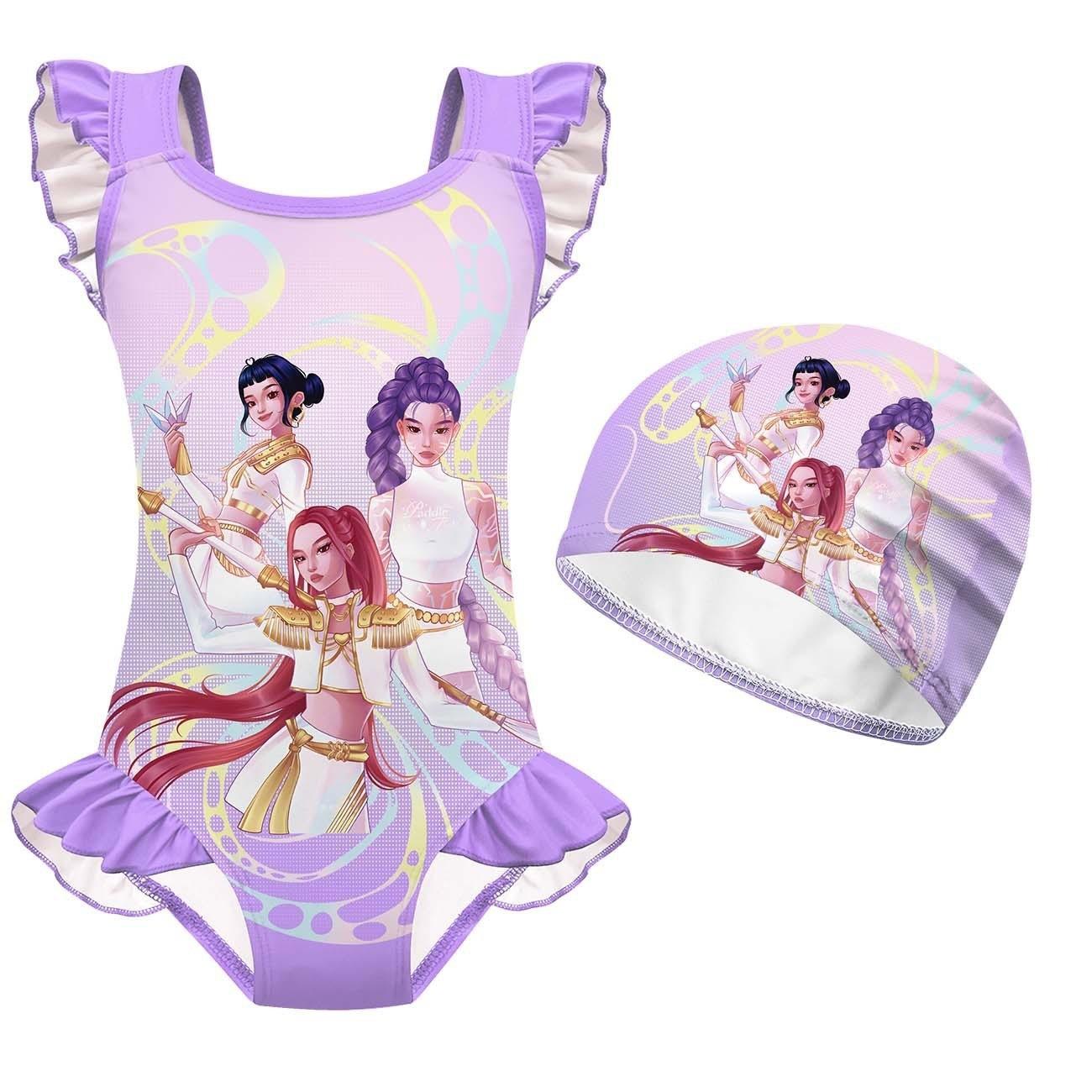 2026 New Arrival: K-Pop-Style "Demon Huntress" Girl Group Outfit — High-Stretch, Lace-Trimmed One-Piece Swimsuit & Cosplay Set