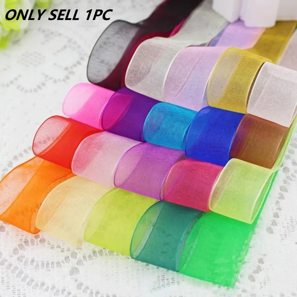 50yards Transparent Organza Ribbon Roll, Gift Packaging, Cake Design, Sewing Supplies, Party Decor, DIY Rose Making