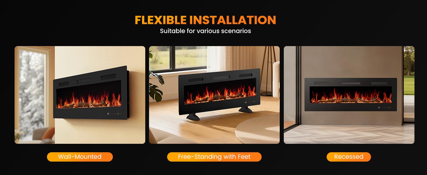 Sweetcrispy Electric Fireplace Insert, 1500W Wall Mounted & Recessed Fireplace, Freestanding Fireplace Heater with Remote & Touch Panel Control, Adjustable Flame Effect, 12H Timer for Indoor use Sweetcrispy Electric Fireplace Insert, 1500W Wall Mounted & Recessed Fireplace, Freestanding Fireplace Heater with Remote & Touch Panel Control, Adjustable Flame Effect, 12H Timer for Indoor use