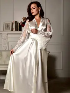 Long lace bridal robe Wedding kimono Long bridal robe Kimono robe Bridal dressing gown Maxi robe Kimono long Bride robe Bridal kimono