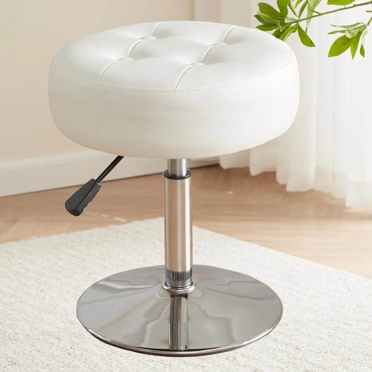 Gitrah White Vanity Stool Chair Swivel Adjustable Comfortable Makeup Stool | Height Adjustable Swivel Padded Vanity Stool, Sturdy Makeup Chair Ideal for Makeup Room & Bathroom Vanity