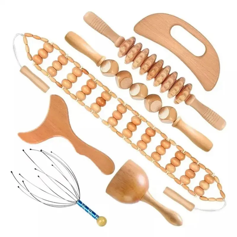 Wood Therapy Tool Set - 6-Piece Wooden Body Sculpting Massager for Lymphatic Drainage, Fascia Release & Deep Tissue Massage, Fascia Release Tools, Body Care Tool