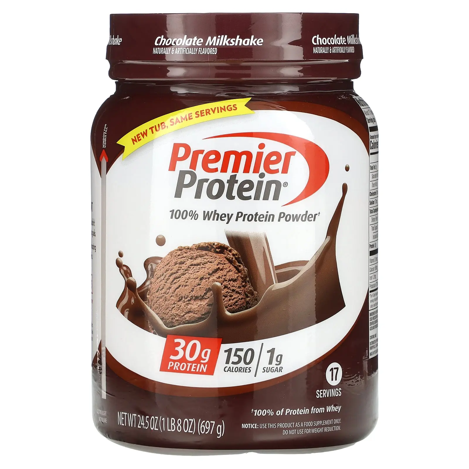 Premier Protein 100% Whey Protein Powder, Chocolate Milkshake, 1 lb 8 oz (697 g)