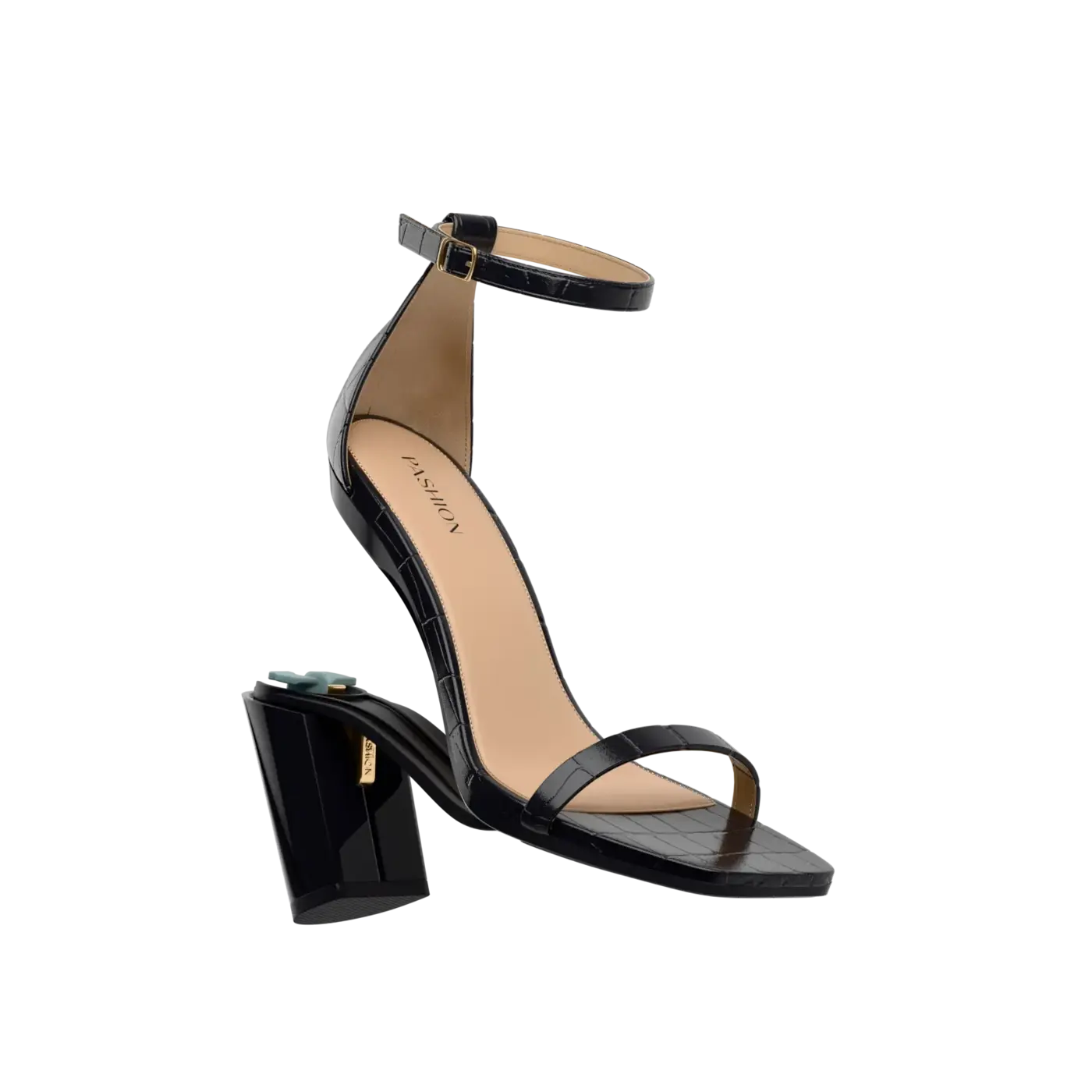 Gigi Sandal - Coal Crocodile 4" Block