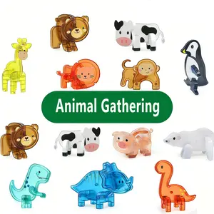 Colorful Magnetic Window Toy Accessories, Small Animal Dinosaur Zoo Creative Building Blocks, Unisex Educational Gift for Christmas New Year Birthday, Building Block Sets