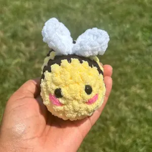 Mini Bee Plushie - Adorable Yellow and Black Bee with White Wings Soft Toy
