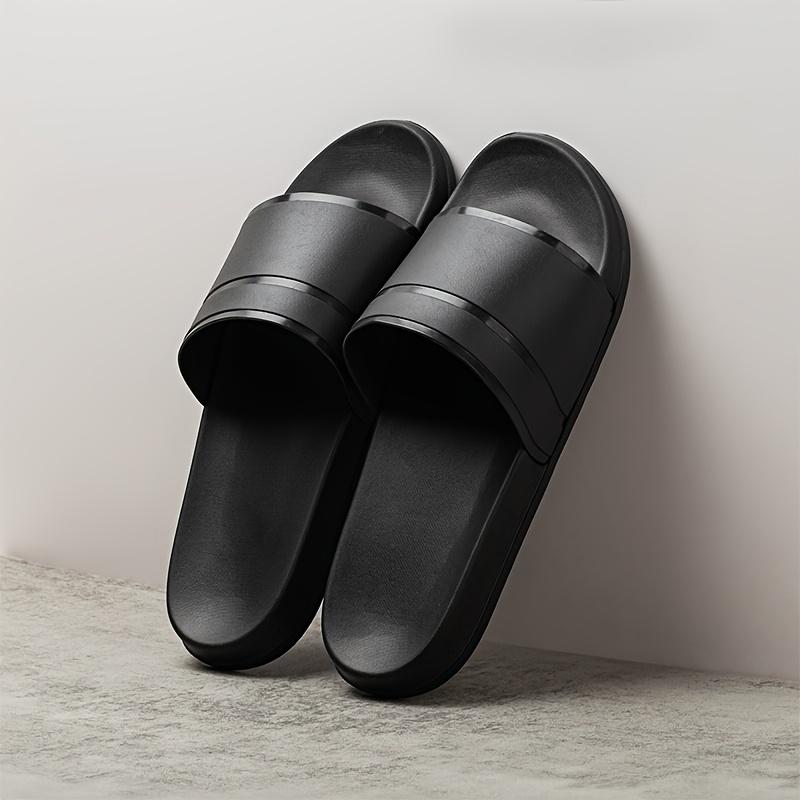 Men's Casual Solid Color Slides, Fashionable Soft Comfortable Slippers for Indoor Outdoor Wear, All-match Commuter Shoes for Work & Daily Wear, Boy Footwear Flipflop Tsinelas Black