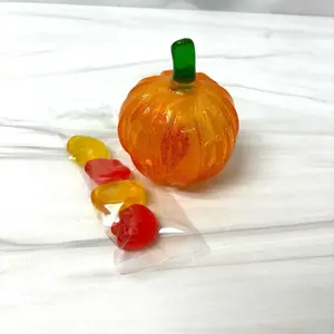 Hollow Hard Candy Pumpkin stuffed with orange, lemon, and cherry gummies Halloween