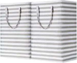 2-Pack Large Waterproof Laundry Baskets – Collapsible, freestanding hampers with easy-carry handles. Ideal for laundry rooms, bathrooms, bedrooms, or dorms. Grey, 75L capacity.