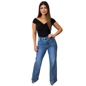 Ella High Waist Wide Leg Jean - Blue Denim, Wide Leg Design, Comfortable Fit, Ideal for Women's Bottoms - Wideleg, Trouser, Womenswear, Streetwear, Pants Style Casual