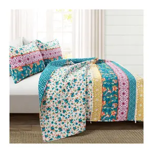 Emily Boho Stripe Rev Quilt Set F/Q by Lush Decor