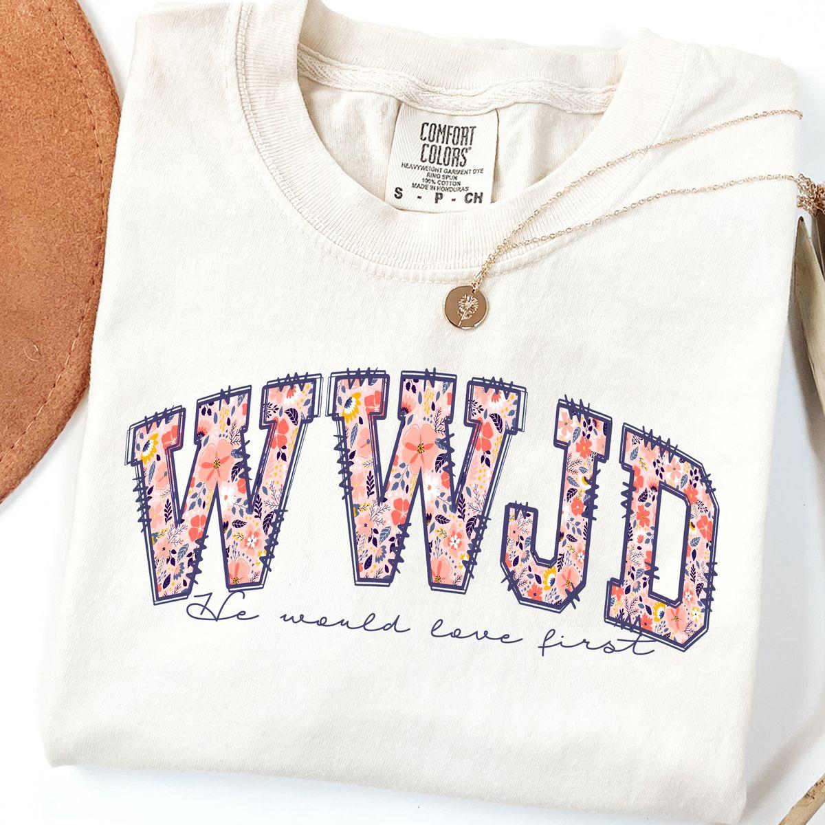 Bible Verse Faith Top, Women's Casual Short Sleeve Tee, Comfort Colors Wwjd Shirt, Christian Tee, Religious Gift, Walk Like Jesus Tshirt, Unisex Casual Graphic T-Shirts