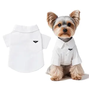 Luxury Pet Dress Shirt for Dogs & Cats White Designer Button-Up Outfit Formal Pet Clothes for Wedding Party Photoshoot Puppy Kitten Fashion Apparel