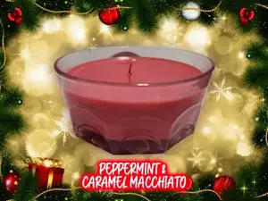 Peppermint & Caramel Macchiato Scented Candle in Crystal Vessel