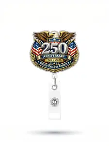 USA 250th Anniversary Badge Retractable Badge Reel Pendant Independence Day Gift Id Badge Holder