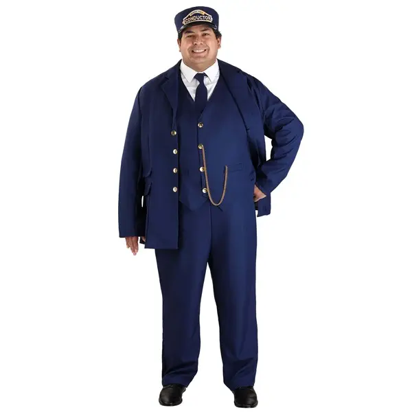 Men's Plus Size North Pole Train Conductor Costume
