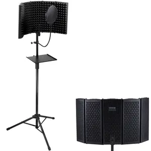 Spring new arrivals Sound Isolation Panel, 5-Panel Design, Portable Studio Mic Noise Absorber, Includes Pop Filter, Adjustable Floor Stand & Mic Adapter, Compatible with Blue Yeti & Condenser Mics Accessories