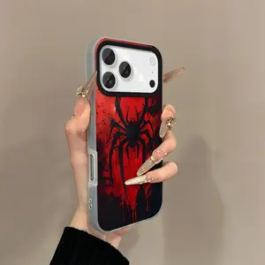 Spider Pattern P0310 iPhone 17 Case Pro/Max/Air Luxury 16 Personalized Plus Trendy Brand 15 Creative Apple Grid 14 Trendy Men and Women Plus European and American Pro Anti Drop Max Retro 13ins Style 12 Couple 11 Simple New Protective Cover