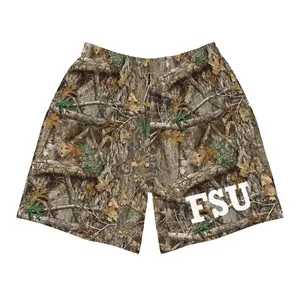 FSU Camo Sport Shorts with Unique Pattern and Text Logo