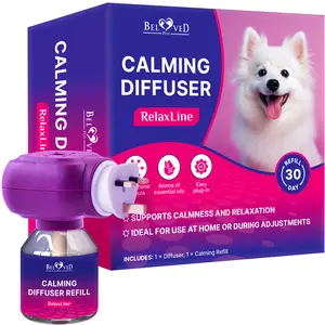 Beloved Pets RelaxLine Calming Diffuser for Dogs — Pheromone & Essential Oil Formula | Plug-In Kit + 30-Day Refill | 700 sq ft Coverage