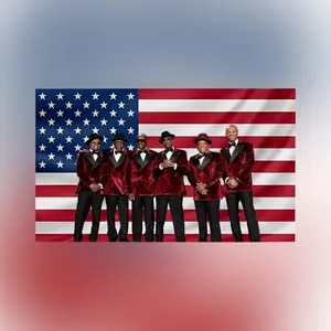 Vintage New Edition Band Tapestry, R&B Group American Flag Wall Hanging, Retro Music Band Decor Banner, 80s-90s Fan Room Art, Gift for Fans