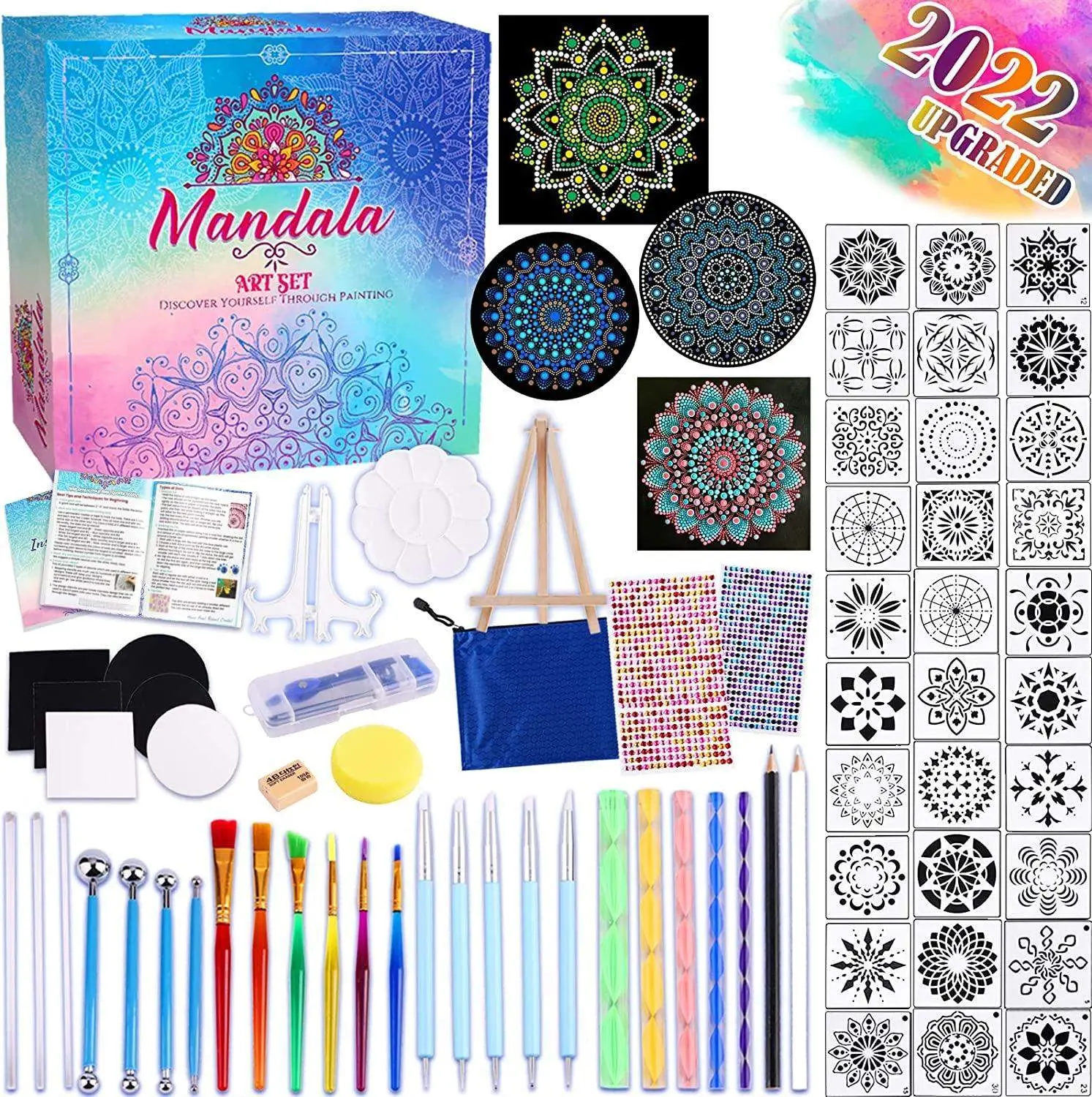 71 PCS Mandala Dotting Tools Art Supplies Rock Dot Stencils Painting Tool Set Kits Tray Brush