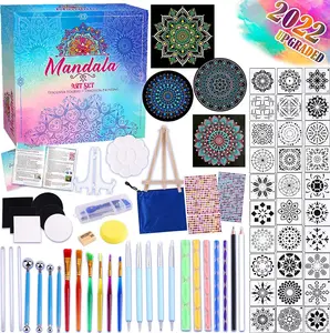 71 PCS Mandala Dotting Tools Art Supplies Rock Dot Stencils Painting Tool Set Kits Tray Brush