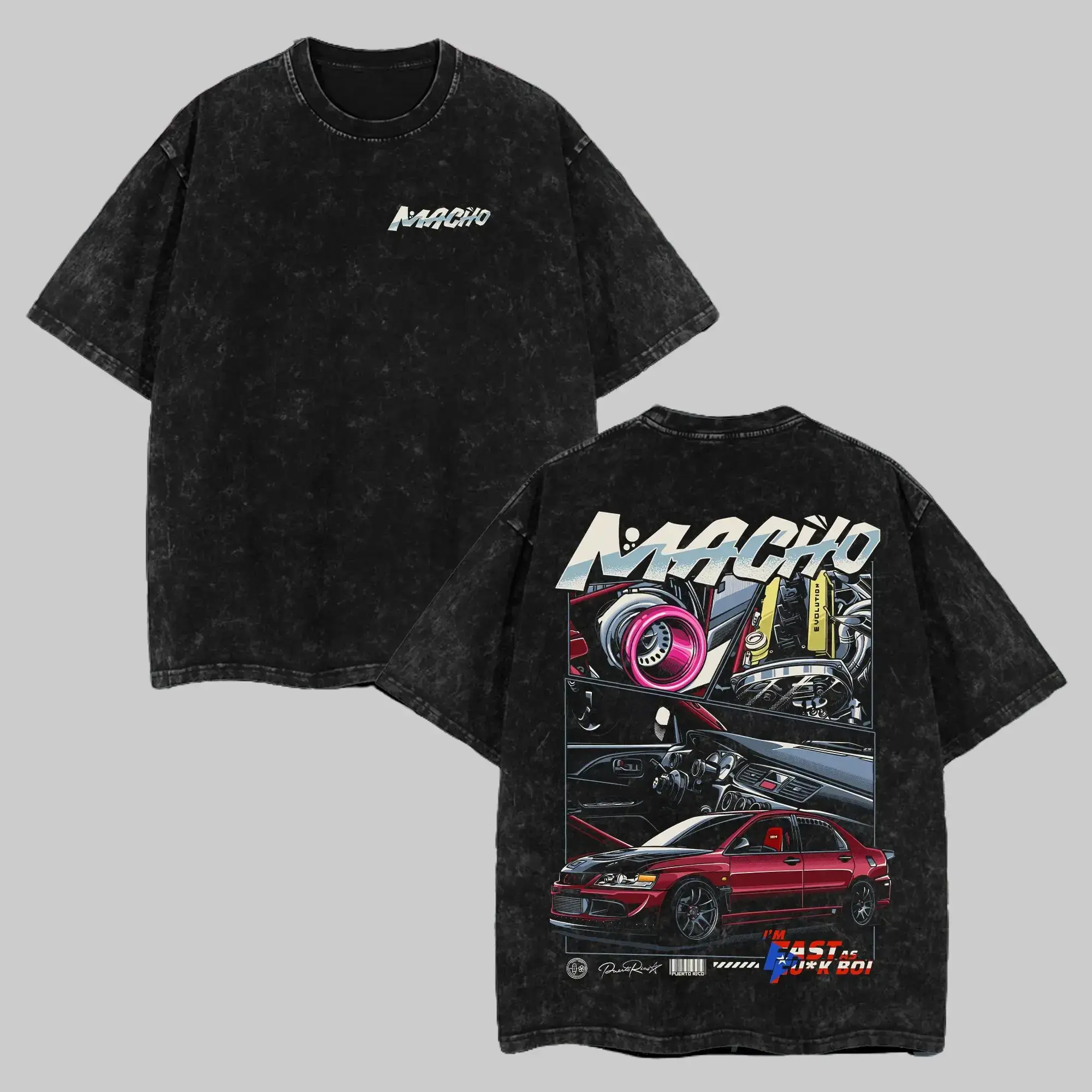 Women's Vintage Washed 2006 Mitsubishi Lancer Evo IX Graphic Car Tee, Aesthetic Baggy Oversized Cotton Anime Racing JDM Streetwear, Everyday Unisex Gift Top