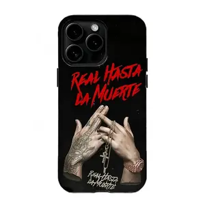 Anu.el- AA _Real Hasta La Muerte_ Phone Case Black & Red Rap Aesthetic Print Protective Cover Compat,  Gift for iPhone 17 16 15 14 13 12 11 Pro Max Plus