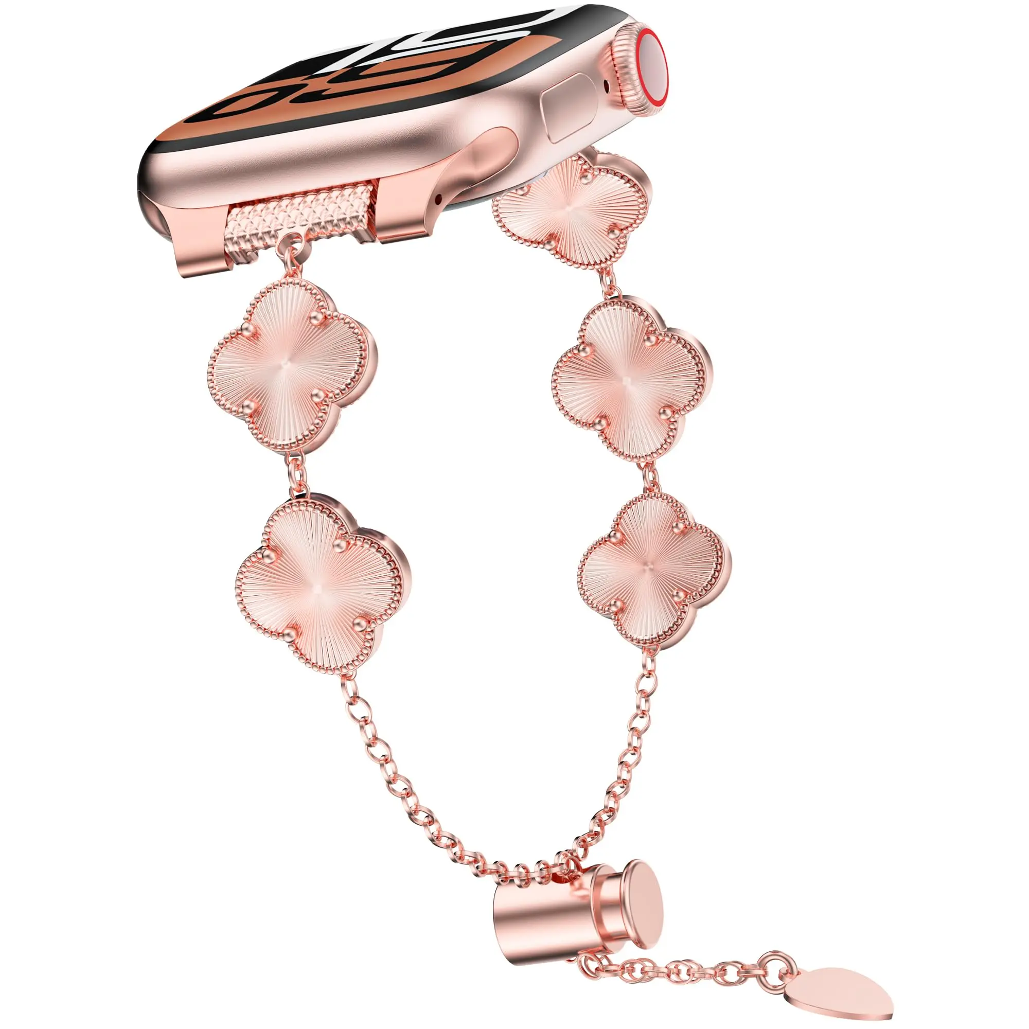 Breezeasy Lucky Clover Band for Applee Watch, Women's Dressy Metal Jewelry Bracelet, Adjustable Strap for iWatch Series 11-3/SE/Ultra (38mm-49mm)