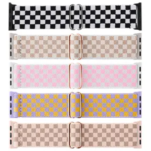 5 Pack Stretchy Solo Loop Band for Apple Watch, Nylon Braided Elastic Strap, Fits 40-49mm Sizes, Compatible with All Iwatch Models, Smart Watch Straps