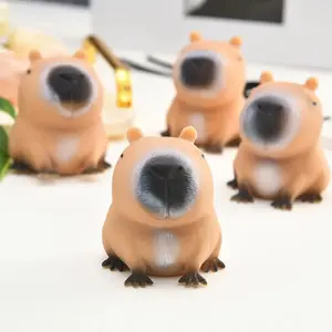 Mini capybara plush toy, soft and stretchable stress-relief toy, cute cartoon animal figurine, popular TikTok stress-relief decoration and creative gift, suitable for everyone
