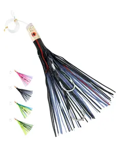 BLUEWING 15in Big Game Trolling Lure with Double Rigged Hookset and 300lb High Strength Fishing Line Saltwater Fishing Lures for Wahoo Tuna Marlin Mahi Mahi