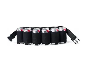 Beer Belt Holster Beer Soda Bottle Holder Belts Drink Can Holder Adjustable Waist Pack Bag, Holds 6 Cans