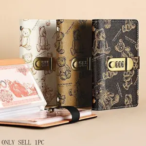 Bear Pattern Money Saving Wallet with Password Lock, A6 Cash Storage Album, Small Financial Management Binder, Holds Up to 100 Photos, Budget Planners, Monthly Budget Planner, Finance Checklist Organizer