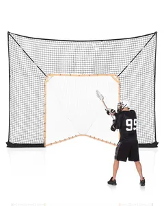 12 x 9 Ft Hockey And Lacrosse Goal Backstop Training Net With Extended Coverage, Indoor Outdoor Practice Net For Home Yard And Garden, Sports Facility, Durable Mesh, Quick Assembly, Weather Resistant Netting