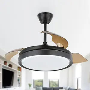 42" Gold/Black/White Finish Modern Contemporary Retractable Ceiling Fan with Remote and LED Light Kit for Home Decoration, 6 Speeds Ceiling Fan